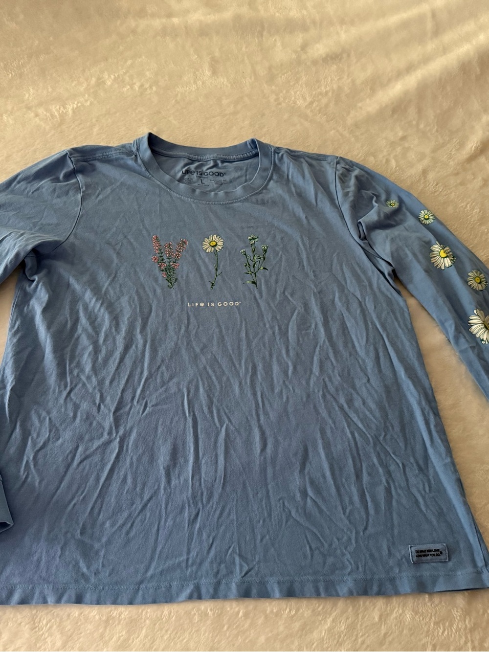 Life Is Good Blue Crusher Daisy Floral Long Sleeved Top L - Picture 3 of 6